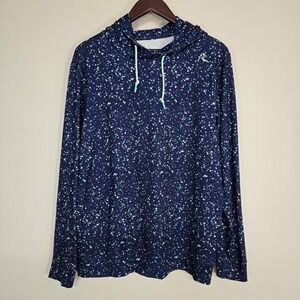 Rhoback Splatter Print Hoodie Mens Size Medium Navy Blue Performance Sporty